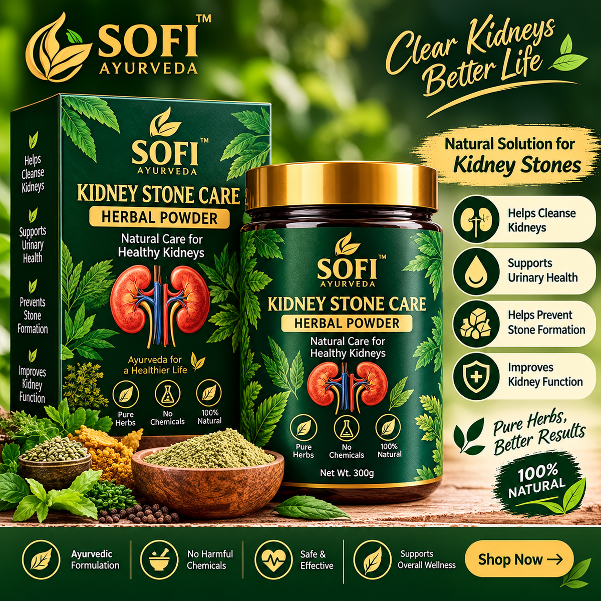 SOFI Ayurveda Kidney Stone Care Herbal Powder