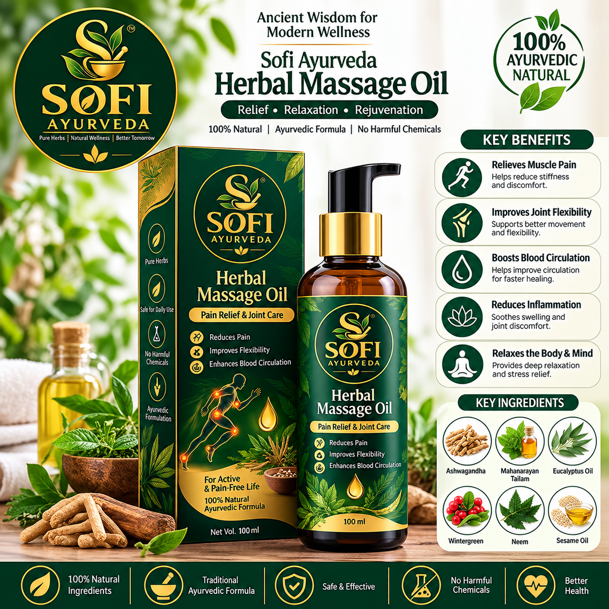 SOFI Ayurveda Herbal Massage Oil – 100 ml